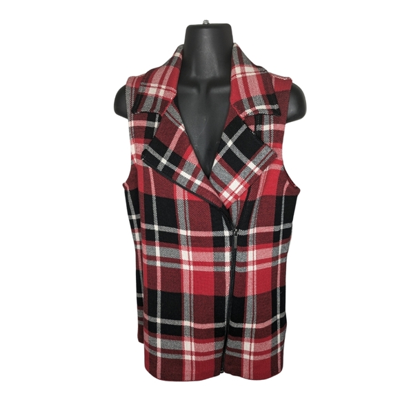 Chaps Plaid Moto Sweater Vest - Picture 1 of 7